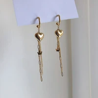 2021 love heart tassel crown long hanging stud earrings for women stainless steel earrings 18k gold fashion jewelry for women