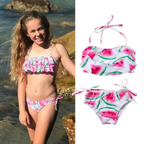Купальный костюм с арбузом для маленьких девочек Плавки Пляжная одежда купания