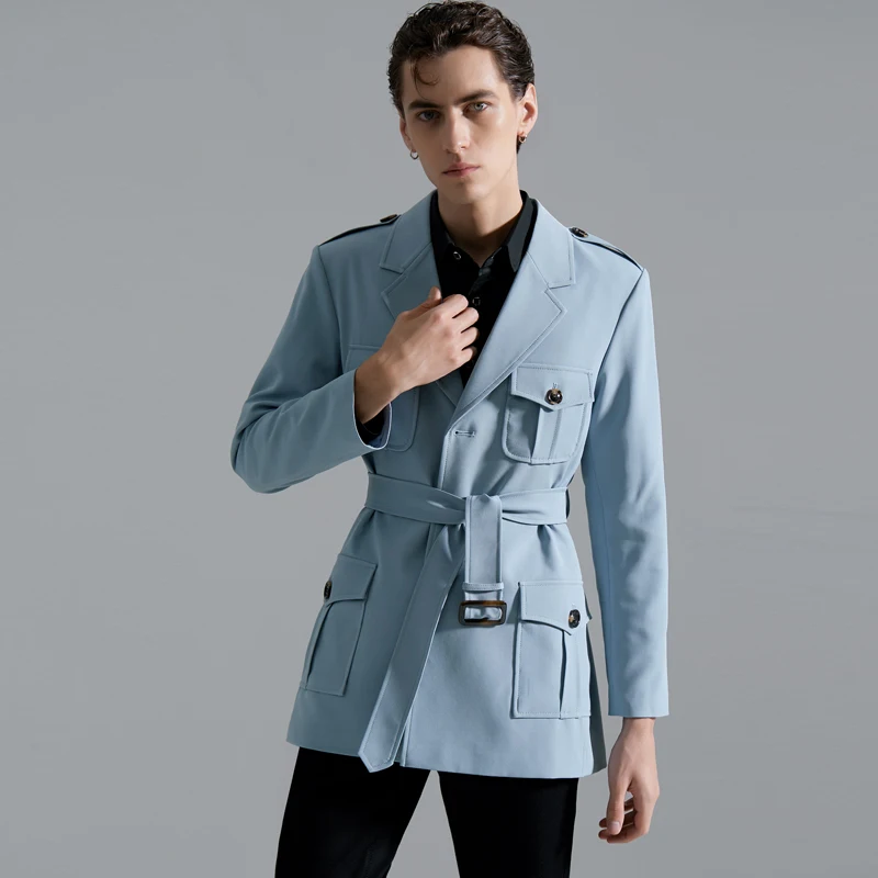 

Hunting Suit Loose Jacket Mens Long-sleeved Blazer Coat Spring Autumn New Male Fashion Casual Multi-pocket Oversized Overcoat