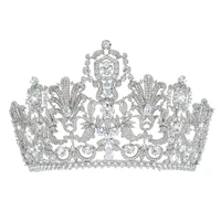 vintage luxembourg empire crown cubic zirconia wedding bridal 23 round tiara diadem women hair jewelry accessories hg026