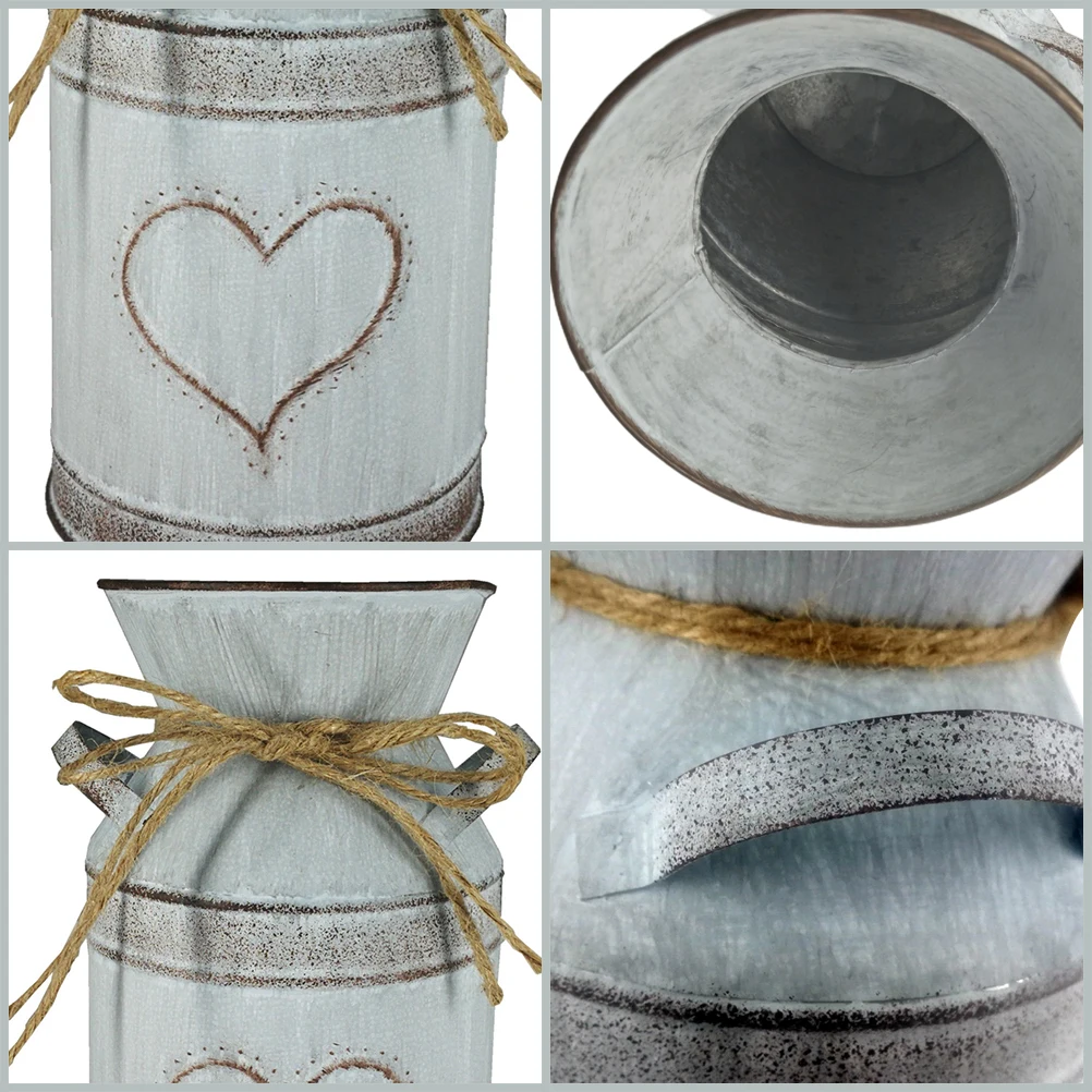 

Vintage Flower Pot Iron Flower Pot Rustic Flower Bucket Metal Bucket Decorative Vase Pot for Garden Living Room Table Decoration