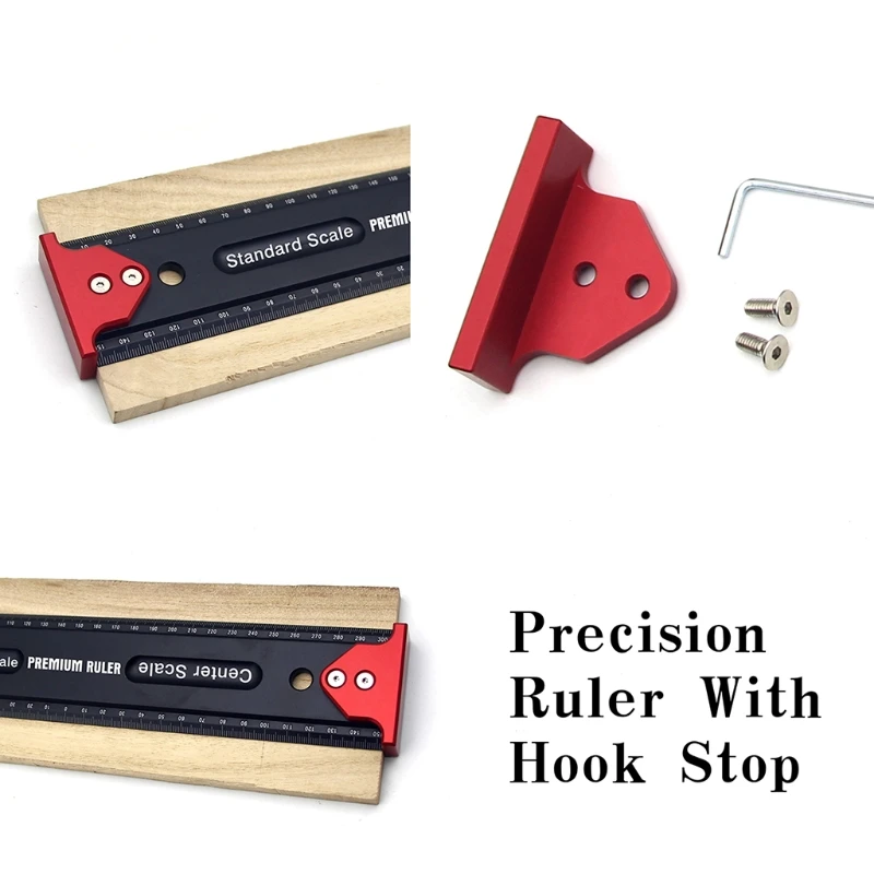 

High Precision Measuring Ruler with Hook Stop Level Home Multifunctional Scribe Woodworking Tool