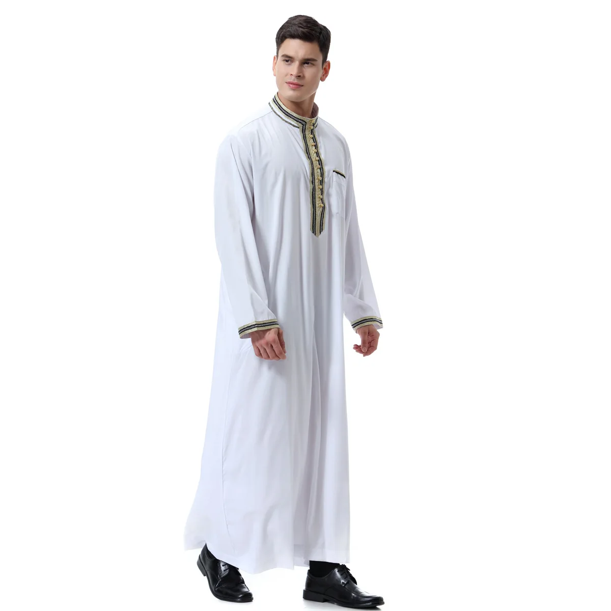 New Solid Arabic Long Robes For Men Saudi Arabia Jubba Thobe Kaftan Middle East Islamic Clothes Muslim Arab Abaya Dubai Dress