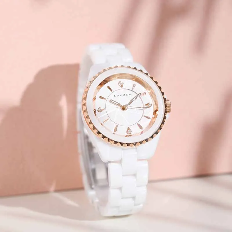 NAKZEN Business Ladies Watch Luxruy Wristwatch Life Waterproof Montre Femme Quartz Clock White Watch for Women Relojes De Mujer enlarge