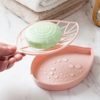 creative home soap box household multifunctional double layer leaf shaped soap dish plastic box bathroom soap holder