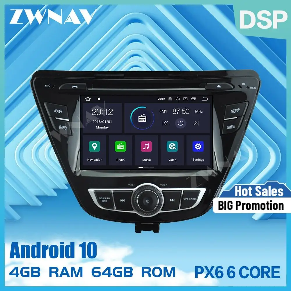 

Автомагнитола PX6 4 + 64 Гб на Android 10,0, мультимедийный видеоплеер с GPS для Hyundai Elantra 2014 + Avante, головное устройство с аудио стерео BT