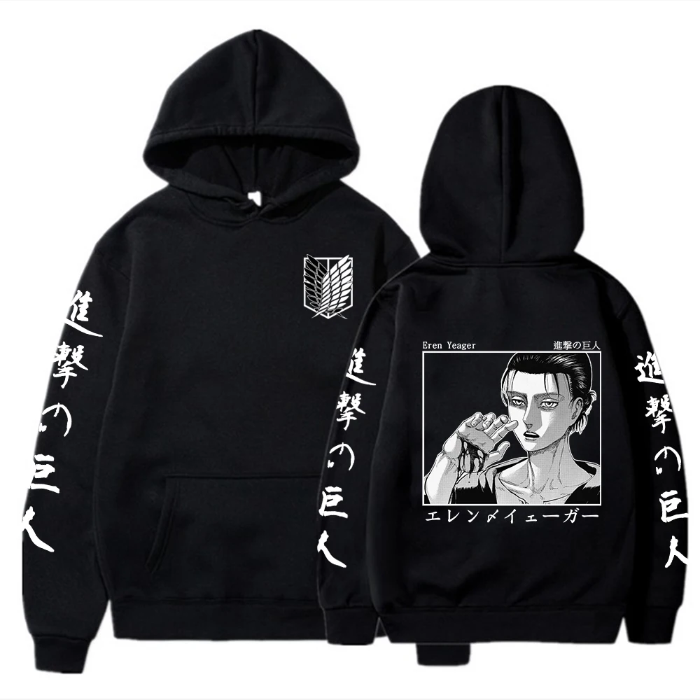

Japanese Anime Attack on Titan Hoodies Men Eren Yeager Harajuku Cartoon Hoody Sweatshirts Male