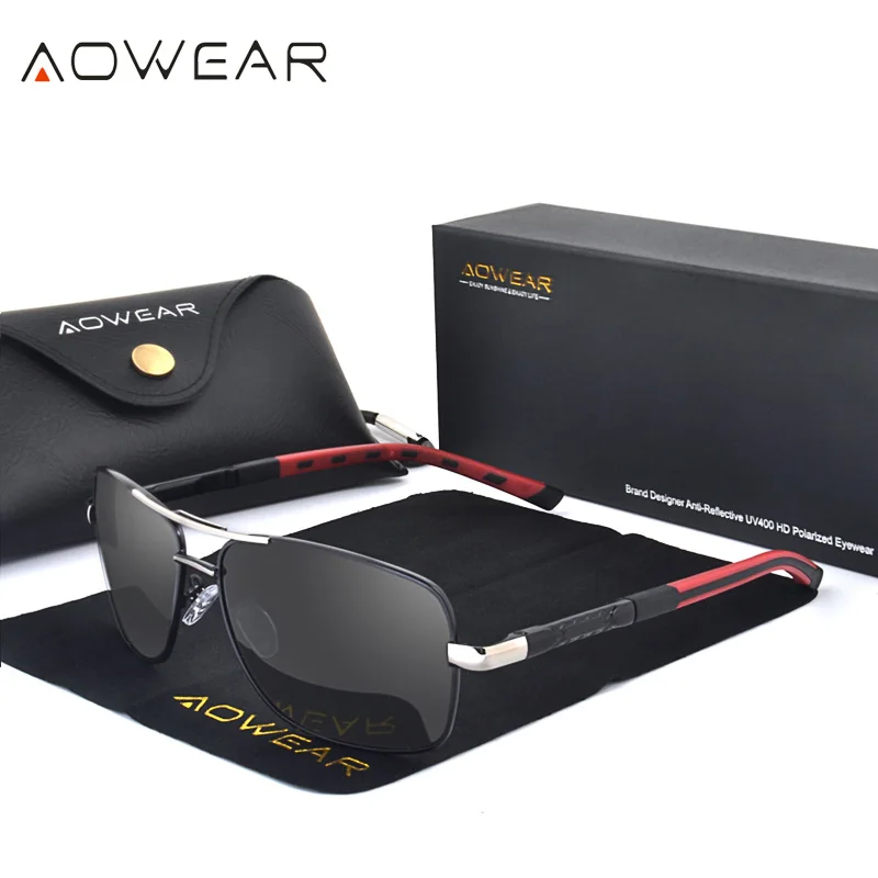 Роскошные поляризованные солнцезащитные очки AOWEAR в стиле ретро для мужчин