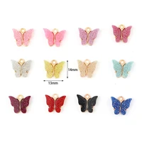 fashion beautiful butterfly charms animal gold color glitter charms for diy jewelry findings making 14mm x 13mm 10 pcs
