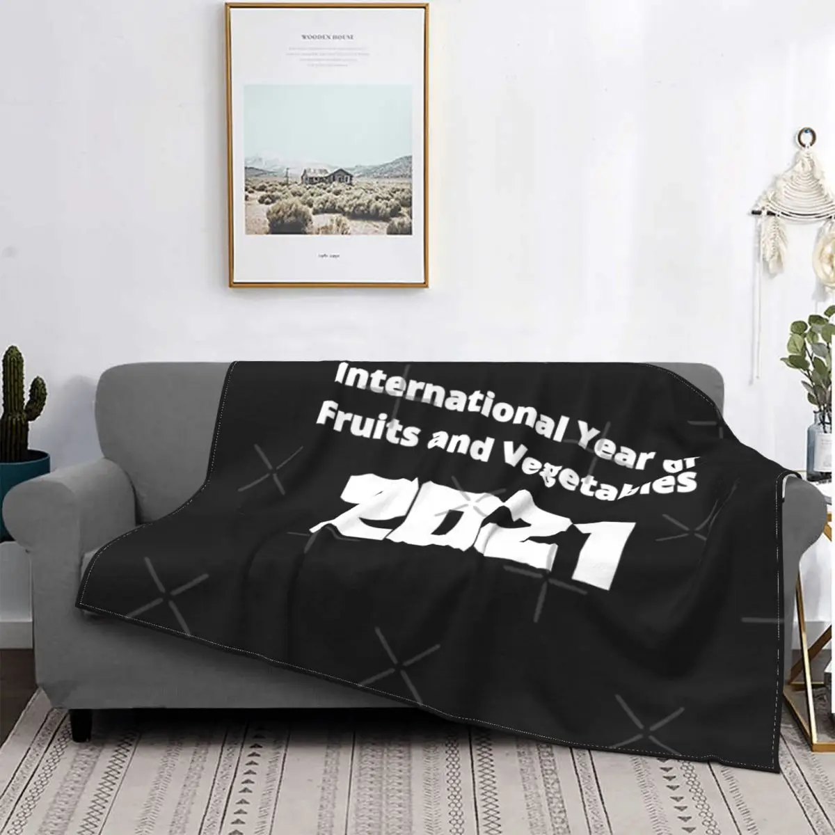 

Manta a cuadros con estampado del Año Internacional de frutas, cubrecama de invierno, cubierta de lana a cuadros, mullida