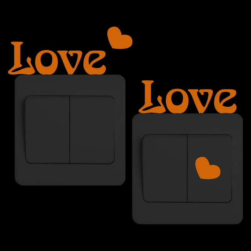 Романтическая любовь светящийся выключатель стикер на стену в форме сердца для