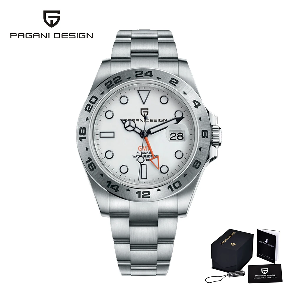 

PAGANI Design New GMT Watch Men Stainless Steel Automatic Mechanical Watch Luxury Sports 100M Waterproof Men Clock Reloj Hombre