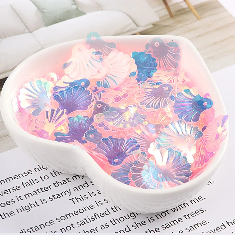 15 мм гребешок оболочки пайетки для рукоделия корпус вентилятора форма блестки