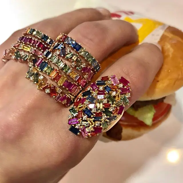 Роскошный Овальный Блестящий Радужный cz браслет кольцо для женщин леди Подарки