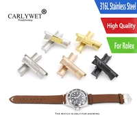 carlywet 20mm silver gold black rose gold solid curved end link for rolex submariner daytona gmt watch band strap rubber leather