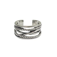 s925 sterling silver ring multi layer winding twist vintage open ring