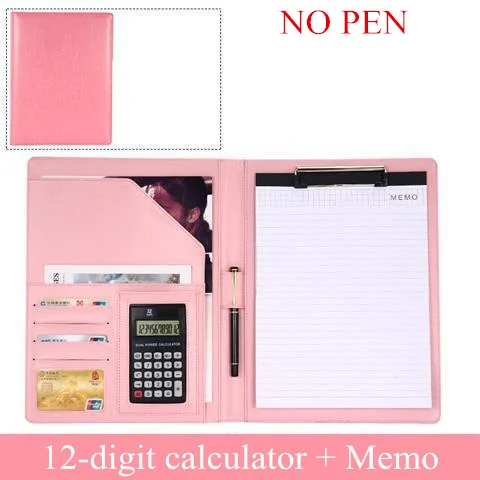 A4 PU Leather File Folder With Calculator Multifunction Office Supplies Organizer Manager Document Pads Briefcase Padfolio Bags