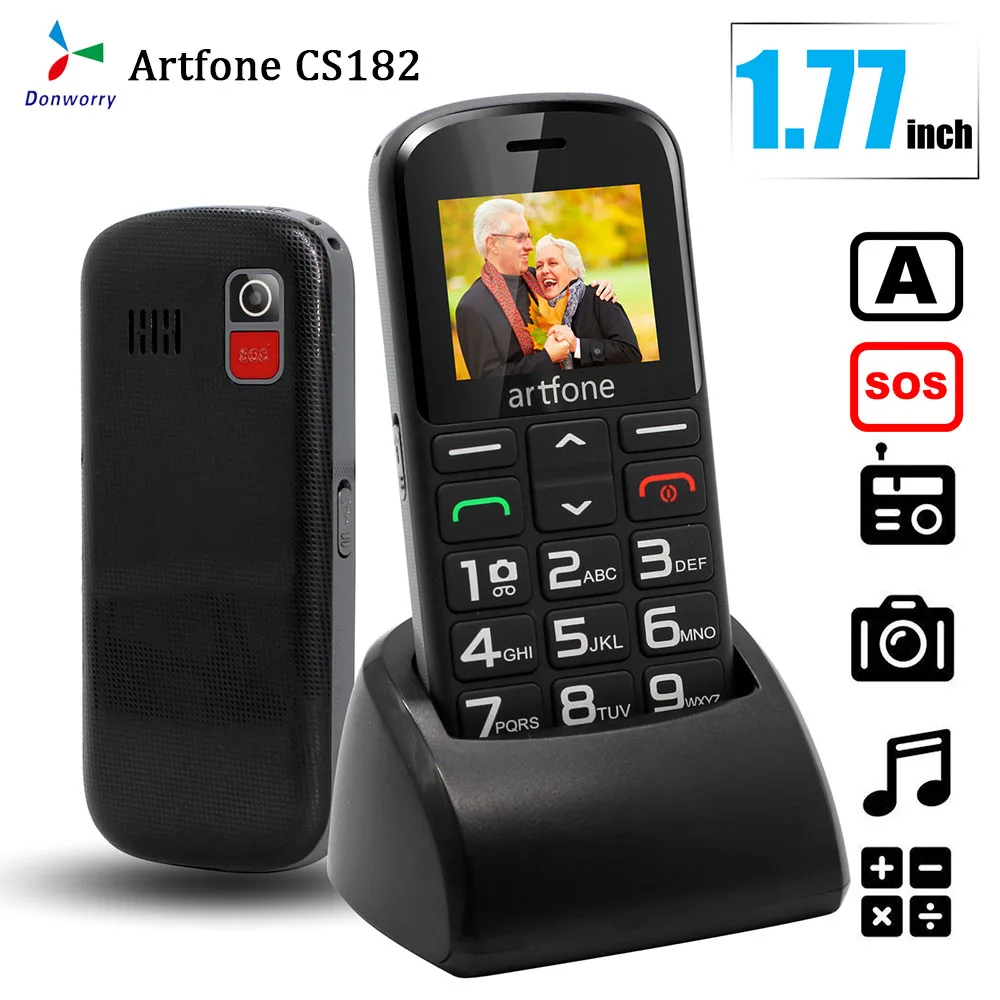 Artfone CS182 с большими кнопками для пожилых разблокированный мобильный телефон док