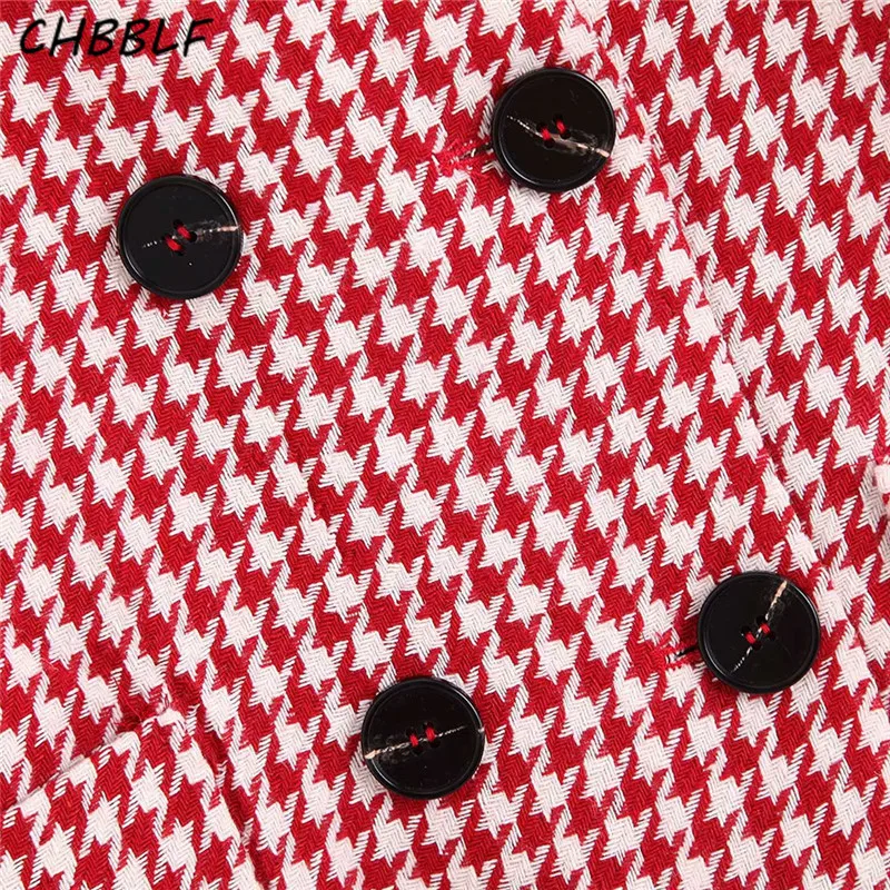 CHBBLF женские элегантные серьги капельки Блейзер v образный вырез клетчатый