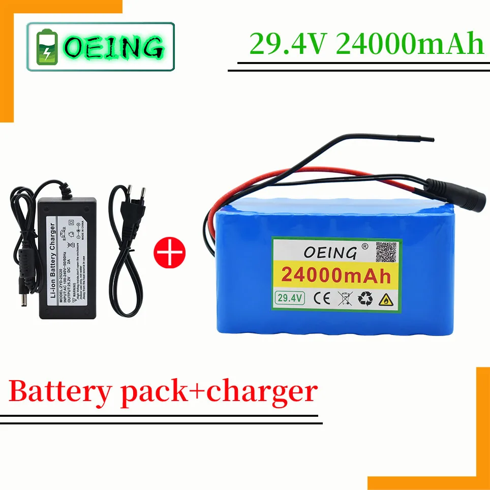 

Оригинальный 29,4 V 7S4P 24000mAh 18650 литиевый аккумулятор с BMS 29,4 V электрический велосипед электрический автомобиль резервное питание + зарядное ус...