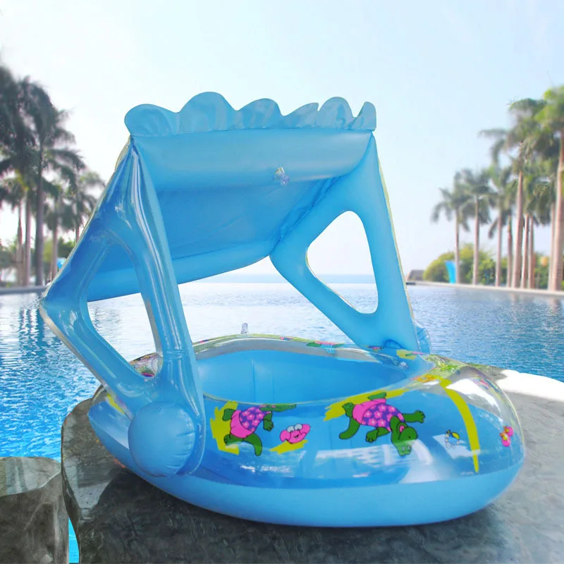 Baby Ring Float Boat Seat Inflatable Sunshade Swimming Pool  Mattress Water amusement Indoor Swim Ring For Kids Children Toddler