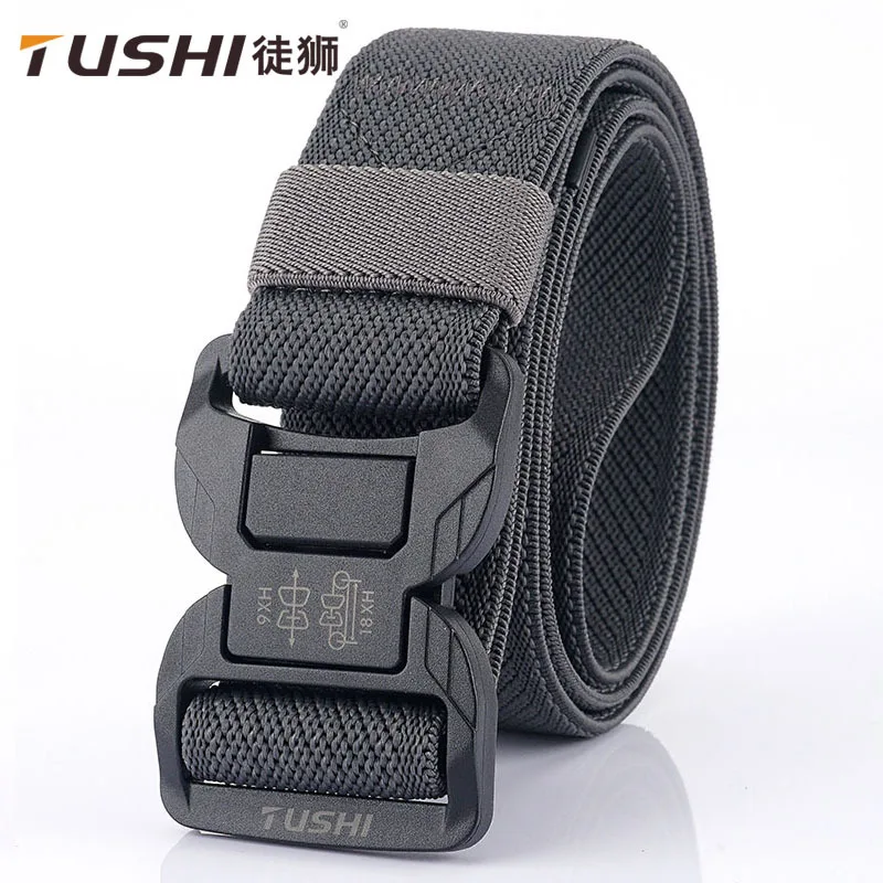 

TUSHI 2021 Hot Sell Tactical Men Belt 125cm*3.8cm Nylon Knitted Waistband Magnetic Quick Release Buckle Girdle Male Ceinture