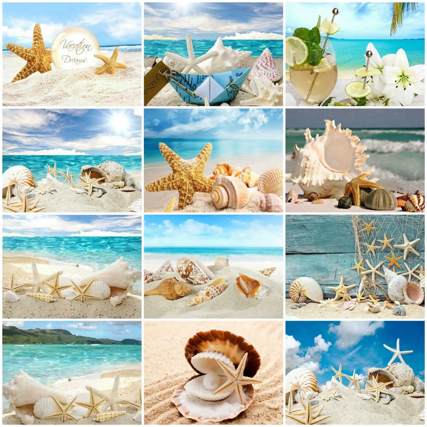 

5D DIY Starfish and Shells Diamond Painting Kits Full Square Round with AB Drill Mosaic Embroidery Cross Stitch Home Decor