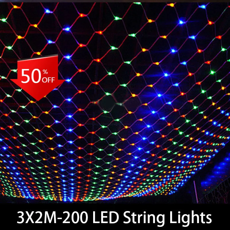 

1.5MX1.5M 2x3M 4x6M Christmas Garlands LED String Christmas Net Lights Fairy Xmas Party Garden Wedding Decoration Curtain Lights