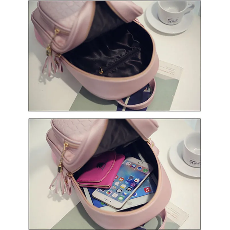 

PU Leather Women's College Style Backpack New Trendy Korean Travel Crocodile Pattern College Student Fashion Casual School Bag