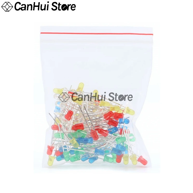 

100pcs 3mm LED Light Emitting Diode 5mm Lamp Bead Red Yellow White Green Blue F3 F5 LED Indicator COMPONENT DIY Kit