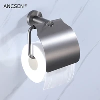 concise gun grey wall mount toilet paper holder bathroom stainless steel roll paper holders with cover bathroom roll paper box
