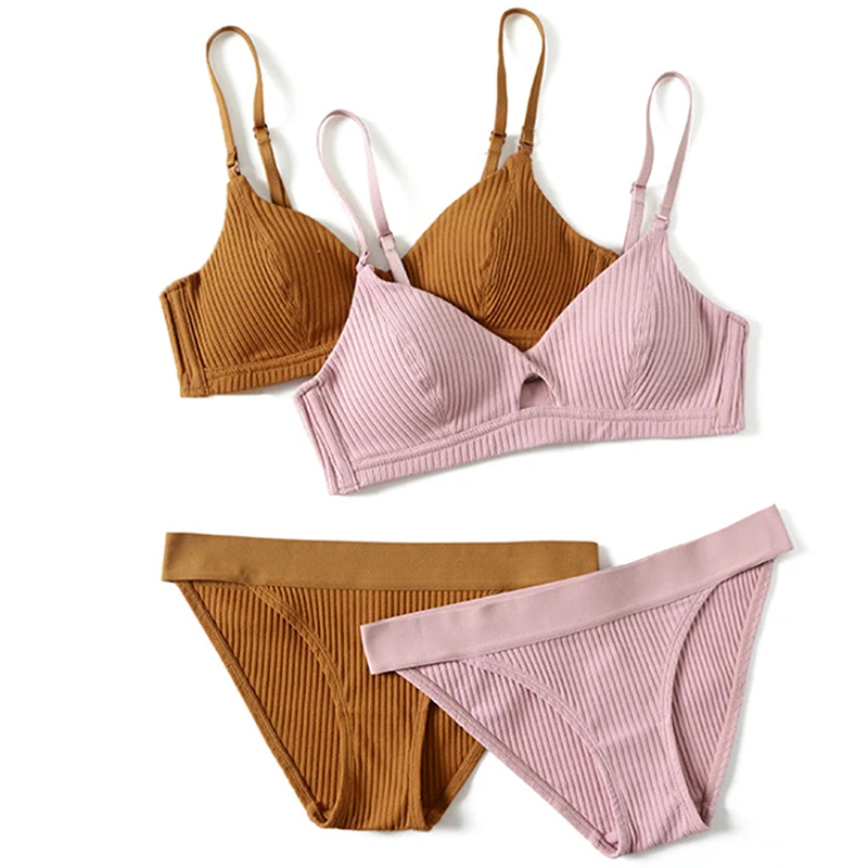 

Женский тонкий бюстгальтер с мягкими чашечками, бюстгальтер пуш-ап и трусики, сексуальное нижнее белье с треугольными чашечками, бюстгальт...