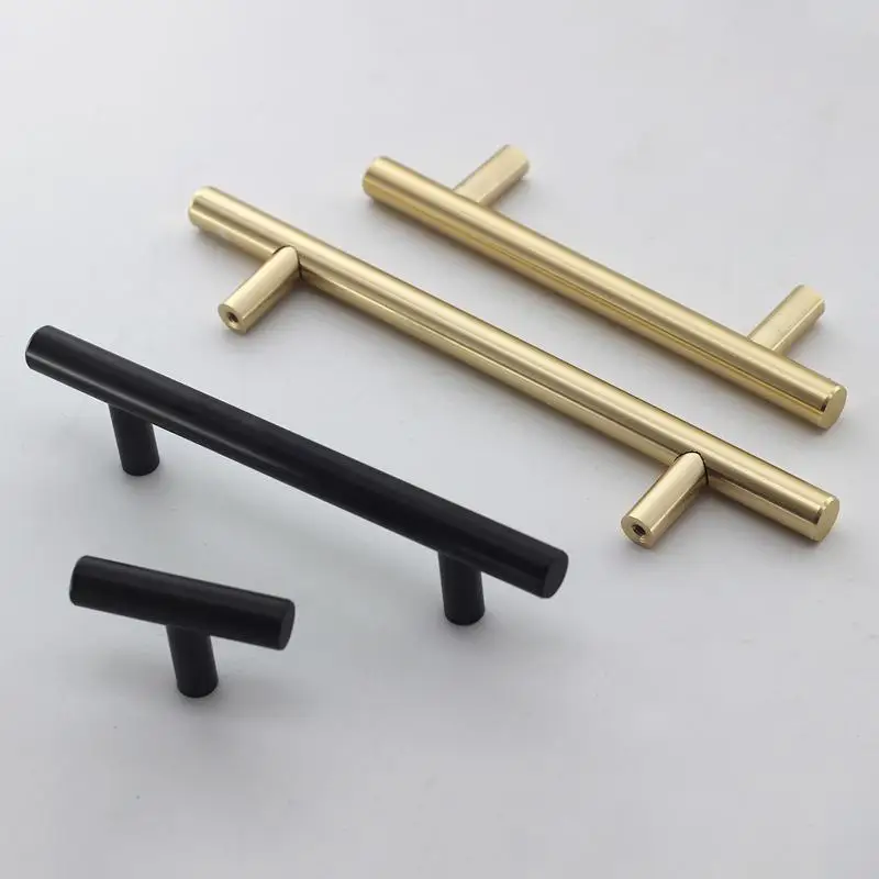 

Black Golden Cupboard Handle Brushed Stainless Steel Kitchen Cabinet Door Knob Furniture Drawer Pull Hardware Pulls Bar Handle