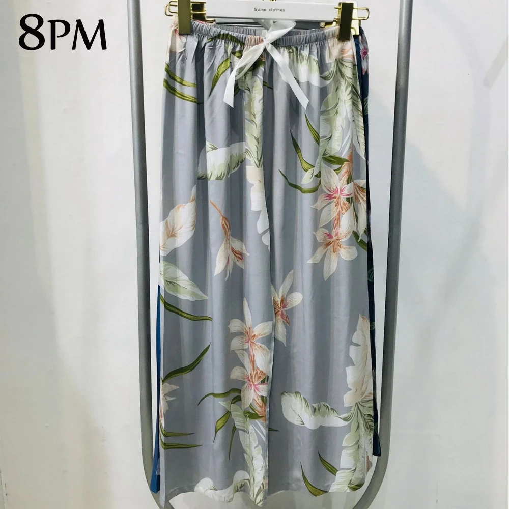 

Women Summer Sleep Bottoms Homewear Sleep Pants Floral Print Pajamas Pants Cotton Comfortable Wide-Leg Elastic ouc129