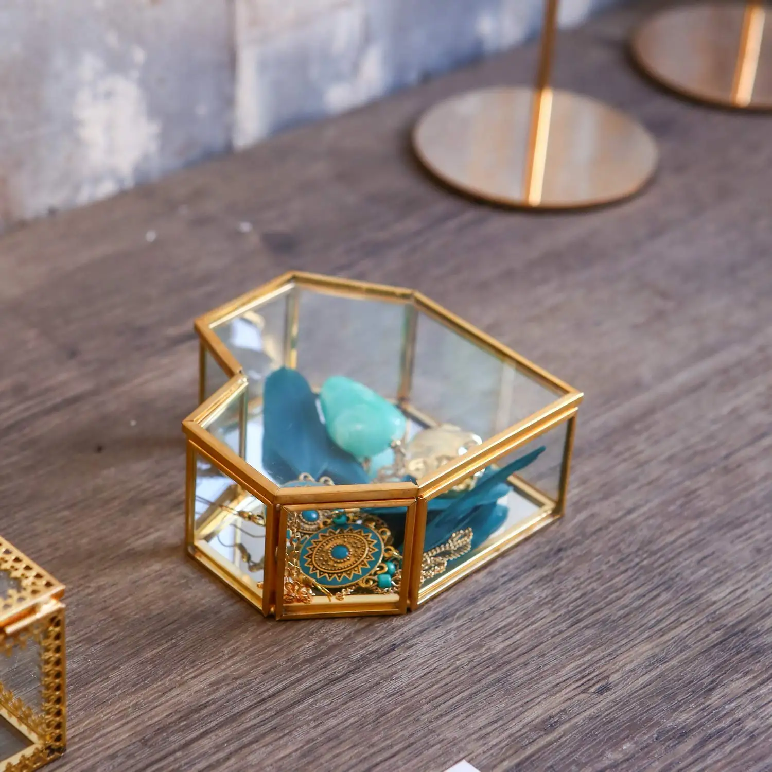 Любящее сердце формы геометрические Стекло шкатулка для драгоценностей кольцо