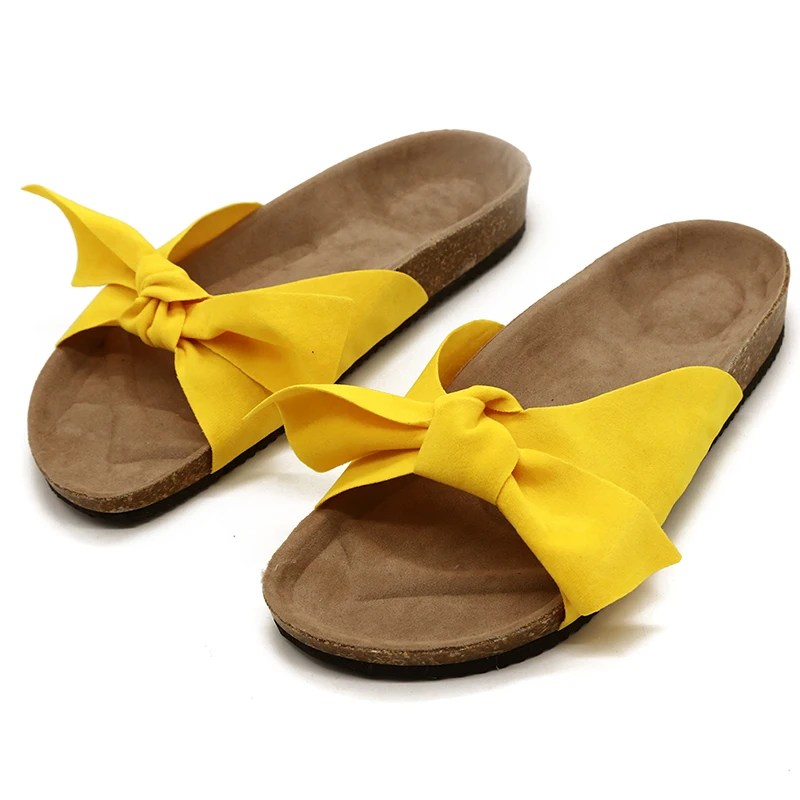 

2020 Bow Slippers Women Summer Sandals Slipper Indoor Outdoor Linen -flops Beach Shoes Female Fashion Shoes