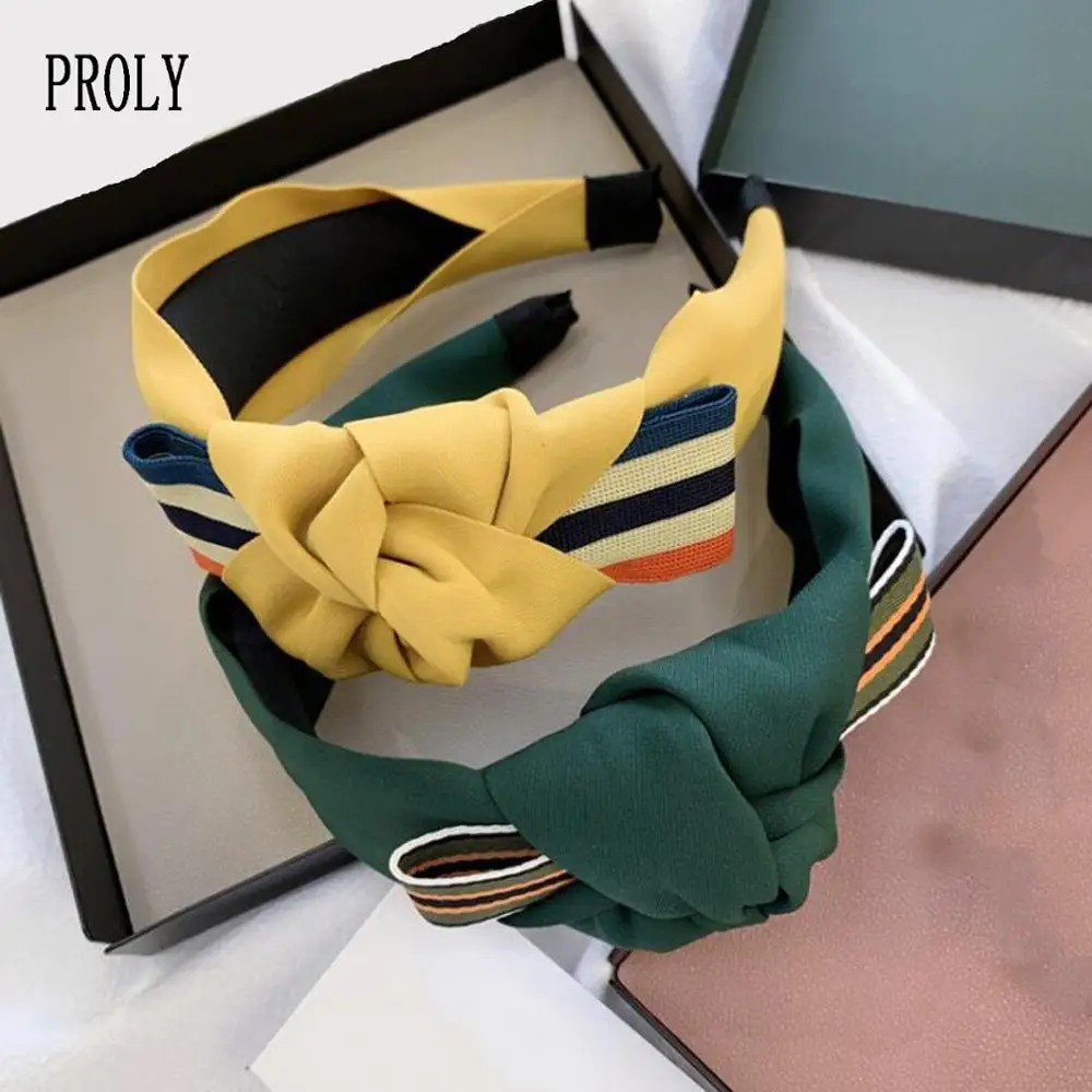 Ободок для волос PROLY с большим бантом Женский модный широкий ободок узлом