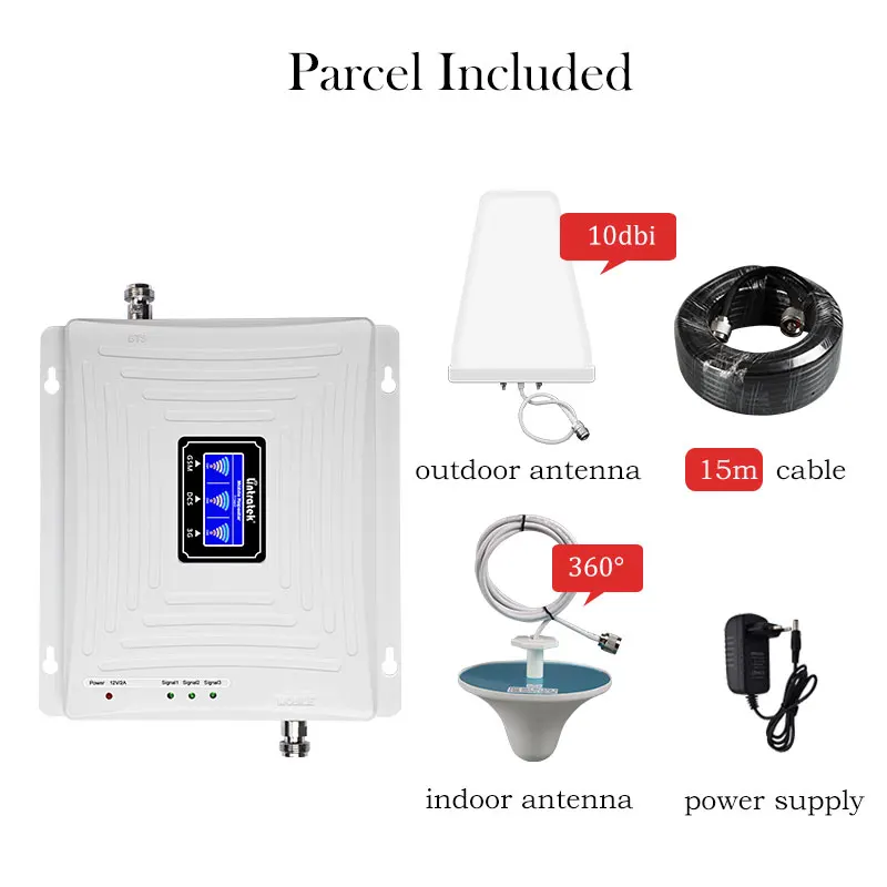 

Lintratek tri band 2G 3G 4G 900 1800 2100MHz Signal Booster Repeater Signal Cellular GSM UMTS WCDMA LTE Amplifie Cellphone 53