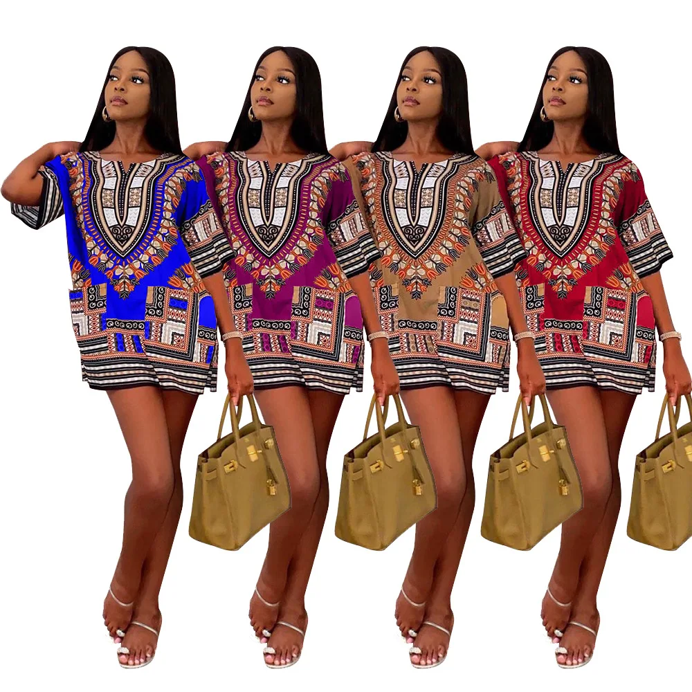 

Women Dress Fashion Casual Summer African Totem dresses for women party vestido de mujer mini dress Bohemian