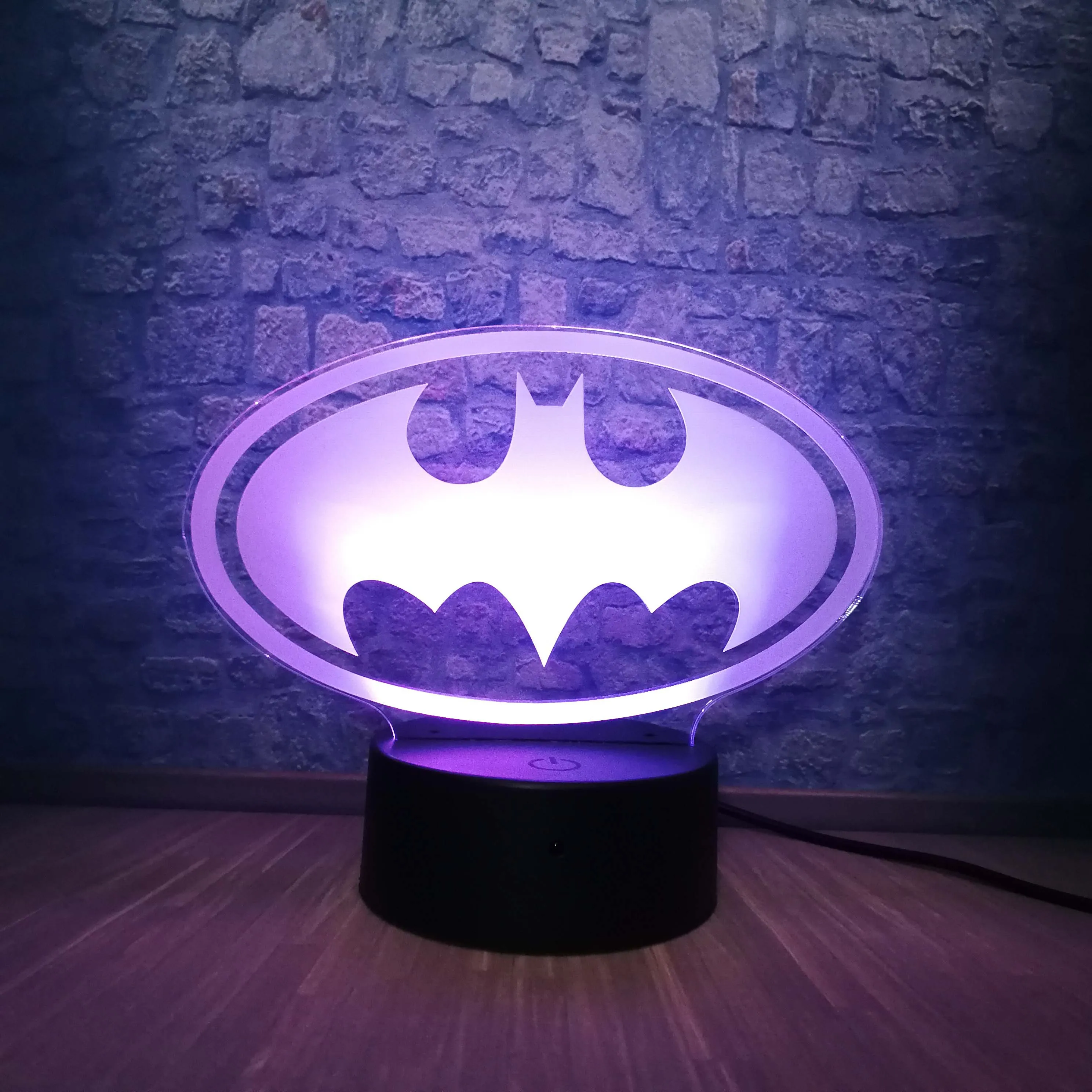 Batman Logo Marvel Legend Мстители Тор Тано Халк 3D светодиодный светильник на батарейках USB настольная лампа подростковый декор для детской комнаты подарок на день рождения - Испускаемый цвет: Batman Logo