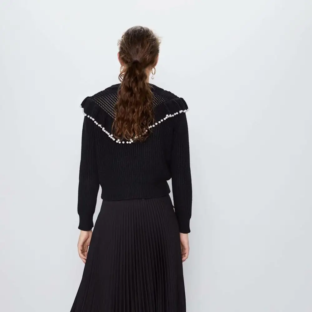 Za 2019 зимняя одежда женский свитер пуловер модный круглый вырез длинный рукав