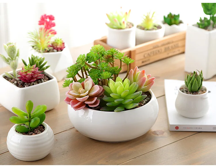 Современный белый керамический цветочный горшок простой полигональный