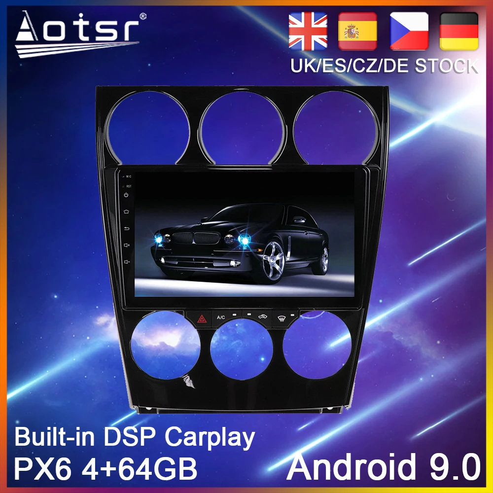 Автомобильный мультимедийный плеер PX6 Android 10 64 ГБ GPS навигация для Mazda 6 2004 2005 2006