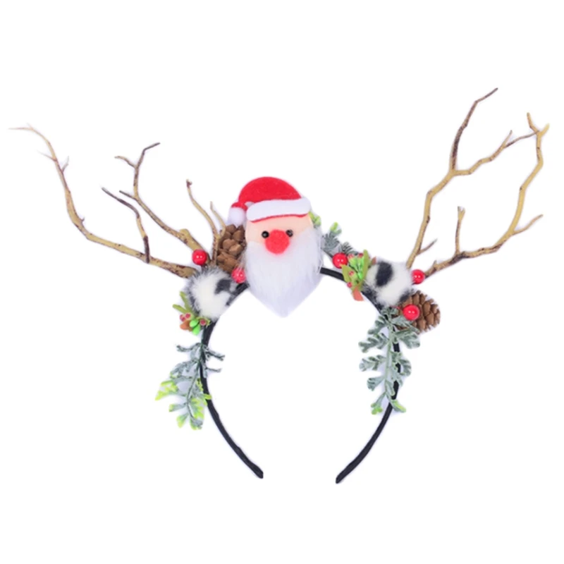 

Рождественский олень, искусственный олень, головной убор, лента для волос с Санта-Клаусом, медведем, цветком, праздничный фото реквизит
