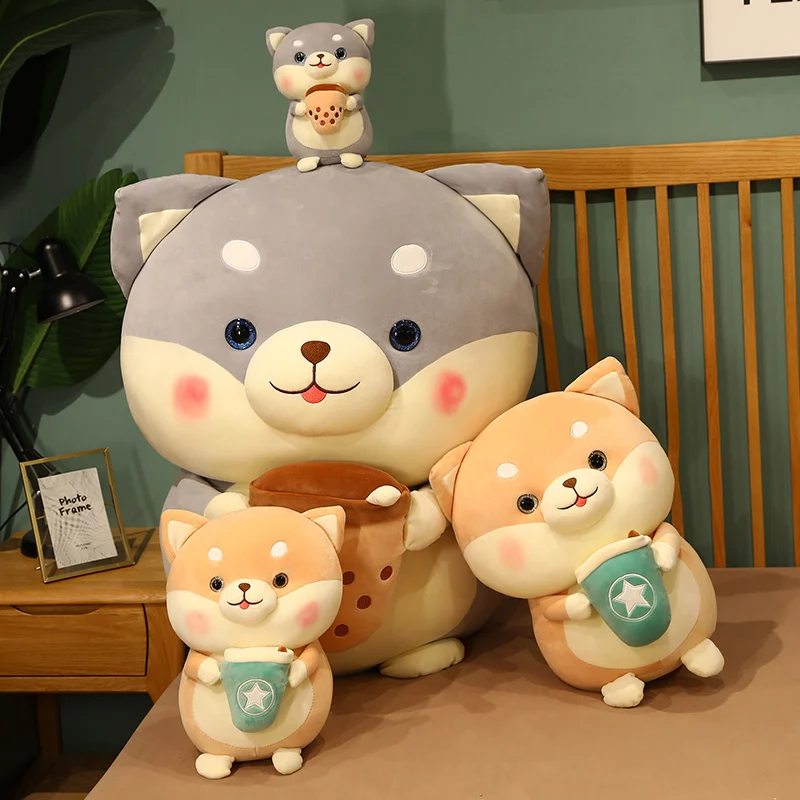 Kawaii пузырьковый чай собака плюшевая игрушка Мягкое Животное еда Подушка чашка