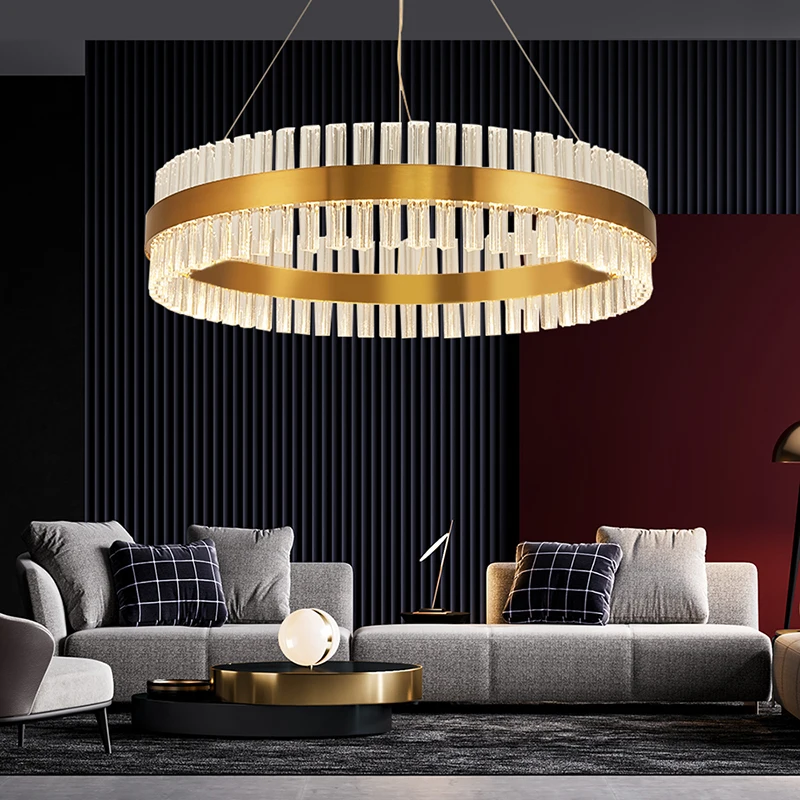 

Modern New Designer Round Crystal Chandelier Luxury Living Room Restaurant Bedroom Creative Chandelier LED Lighting