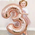 Воздушные шары с большим количеством золотистых и серебристых цифр, гелиевые фольгированные шары для первого дня рождения, вечеринки, свадьбы, декоративные шары, шары