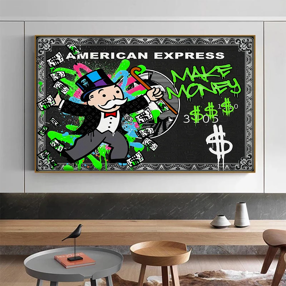 

Alec Monopoly Millionaire Money Street Art Poster and Print Wall Canvas Painting Graffiti Picture Modern Living Room Home Decor