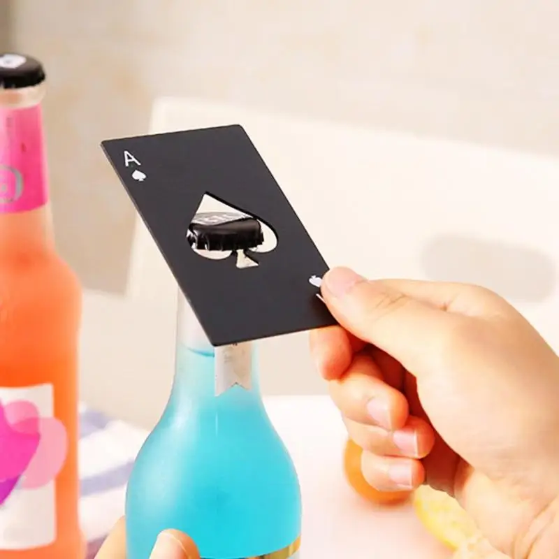 1 Pcs Creative Poker Card Beer Bottle Opener Funny Stainless Steel Of Spades Bar Kitchen Small Tool | Дом и сад