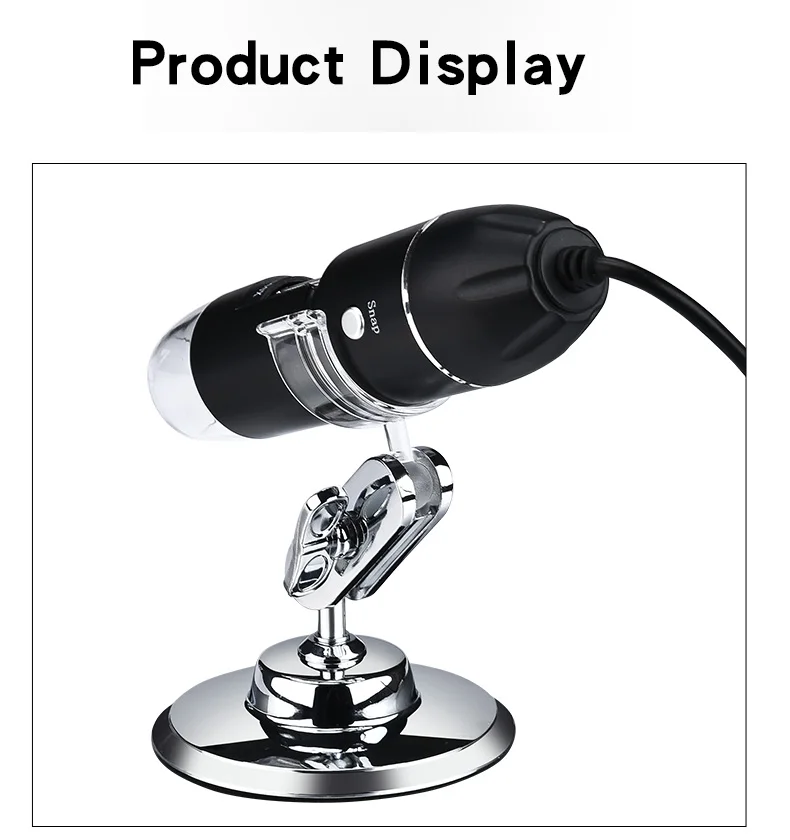 1000X HD Digital USB Microscope Handheld Portable Digital Microscope USB Interface Electron Microscopes with 8 LEDs with Bracket